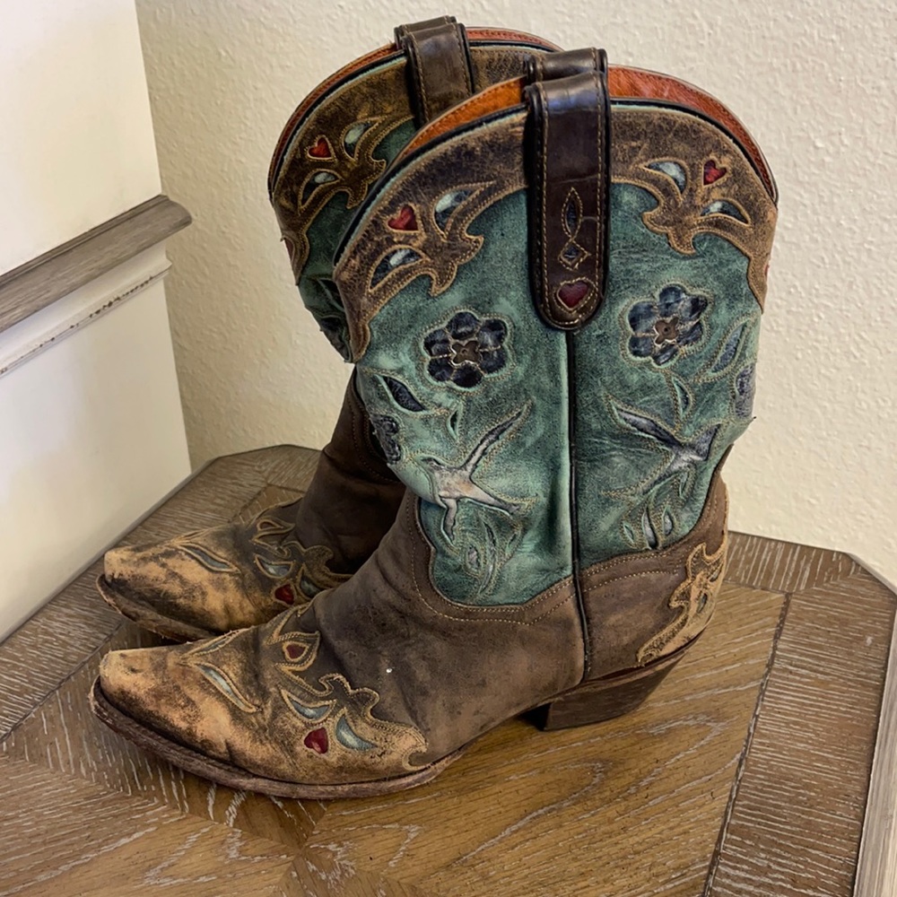 Vintage distressed Dan Post Bluebird Boots sz 9